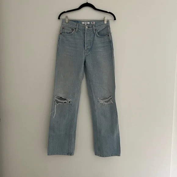 Re/Done straight leg distressed jeans - Picture 1 of 6